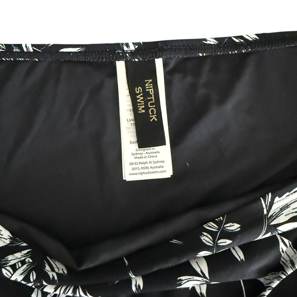 Nip Tuck Swim Bikini Bottoms Womens 12 Black Floral NWOT Mid Rise Swimwear - Picture 4 of 9